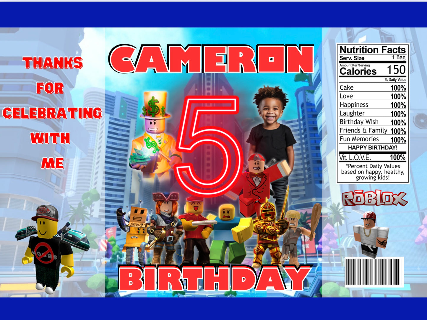 8 PC Roblox Party Favor Set (Canva Download)